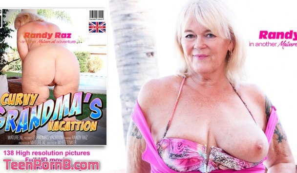 British Randy Raz is a curvy shaved grandma who loves to masturbate on vacation EU 66